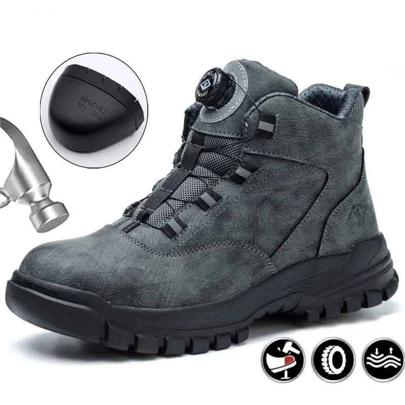 Bottes de Securite legeres Impermeables avec boutons rotatifs - unisexe gris1