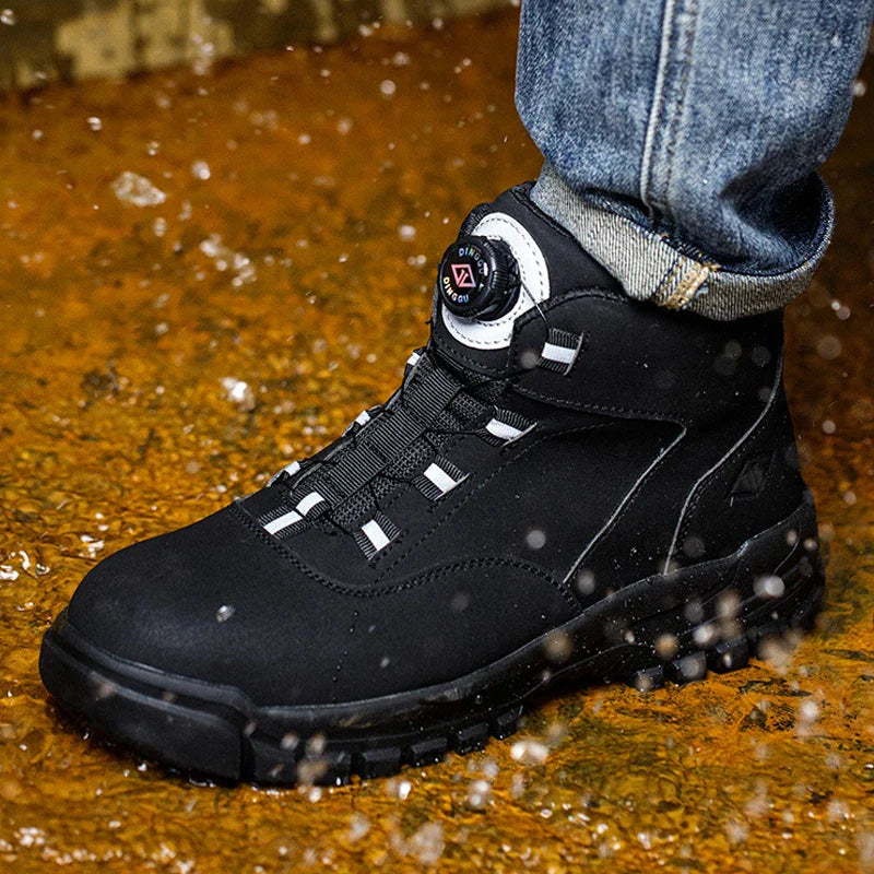 Bottes de Securite legeres Impermeables avec boutons rotatifs - unisexe noir