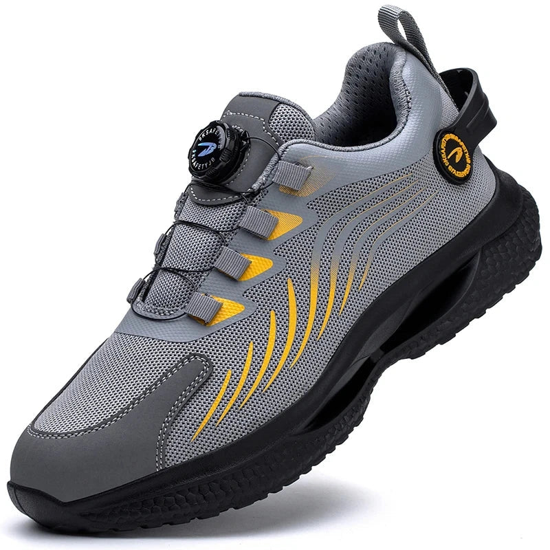 baskets de Travail SafeTrek - Confort au Quotidien avec lacet a bouton rotatif-unisexe gris3