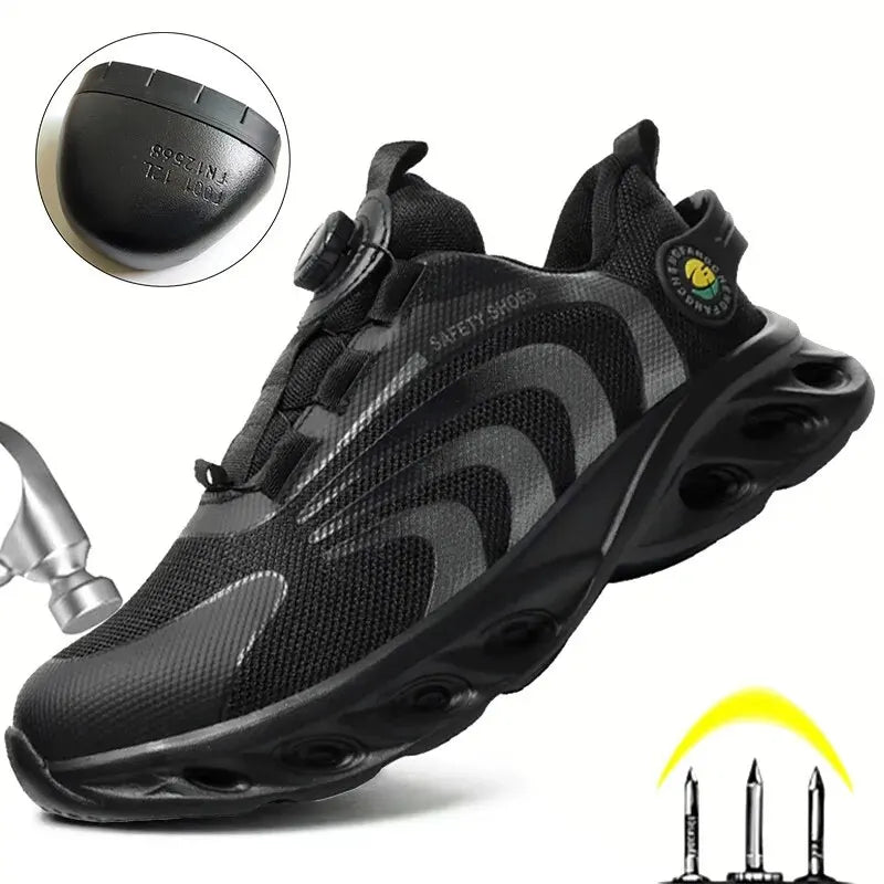 chaussures de securite confort et anti-ecrasement en acier pour homme gris