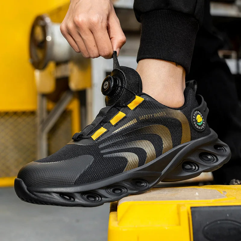 chaussures de securite confort et anti-ecrasement en acier pour homme jaune1