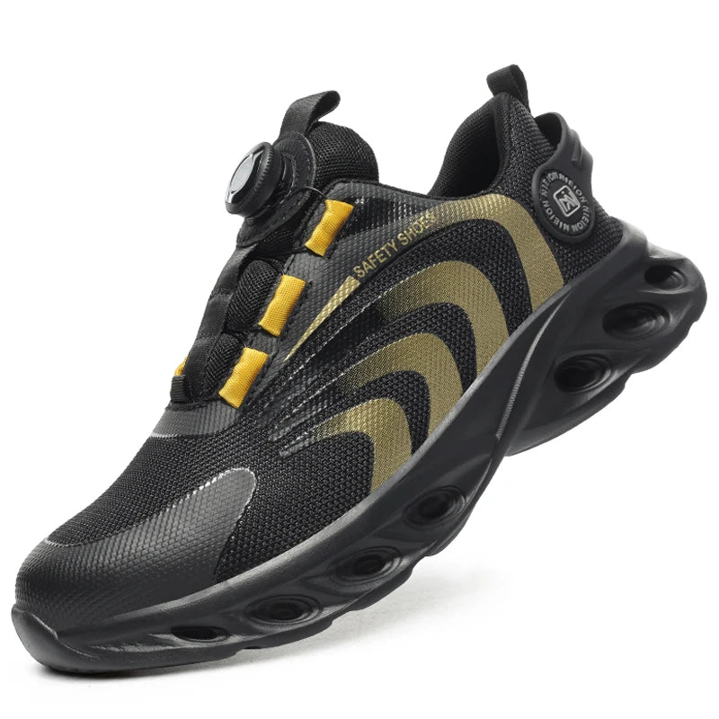 chaussures de securite confort et anti-ecrasement en acier pour homme jaune2